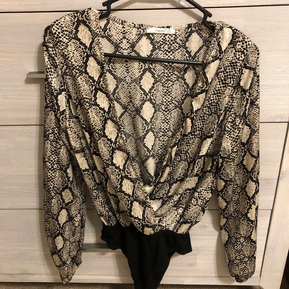 ** Timing ** Brand Silky Snakeskin Print bodysuit